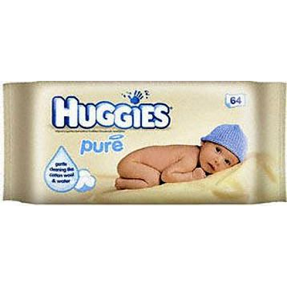 Huggies Pure Vlhčené ubrousky 64 kusů