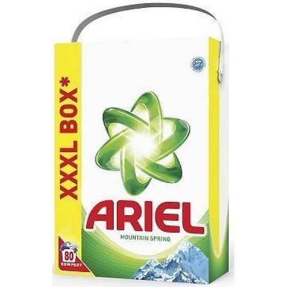 Ariel Mountain Spring prací prášek pro čisté a voňavé prádlo bez skvrn 80 dávek 5,6 kg