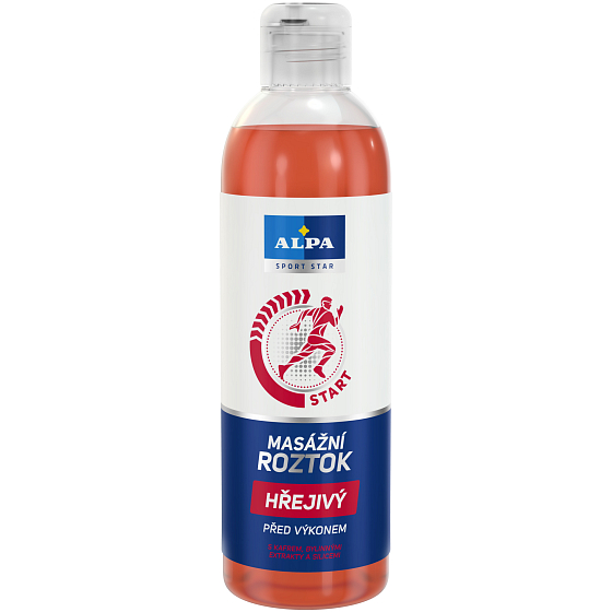 Alpa Sport Start Start před výkonem Hřejivý masážní roztok s kafrem, bylinnými extrakty a silicemi 250 ml