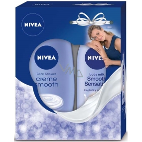 Nivea Creme Smooth sprchový gel 250 ml + Smooth Sensation krémové tělové mléko 250 ml, kosmetická sada Nivea Creme Smooth sprchový gel 250 ml + Smooth Sensation krémové tělové mléko 250 ml, kosmetická sada