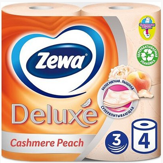 Zewa Deluxe Aqua Tube Cashmere Peach parfémovaný toaletní papír 3 vrstvý 150 útržků 4 kusy