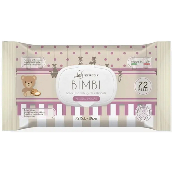 Lady Venezia Bimbi wilgotne chusteczki z olejem arganowym 72 sztuki