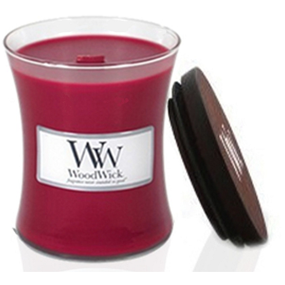 WoodWick Currant - Rybíz vonná svíčka s dřevěným knotem a víčkem sklo střední 275 g