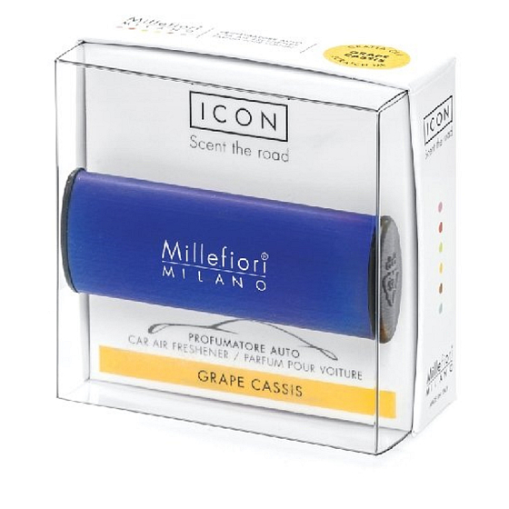 Millefiori Milano Icon Grape Cassis - Hrozny a Černý rybíz vůně do auta Classic tmavě modrá voní až 2 měsíce 47 g