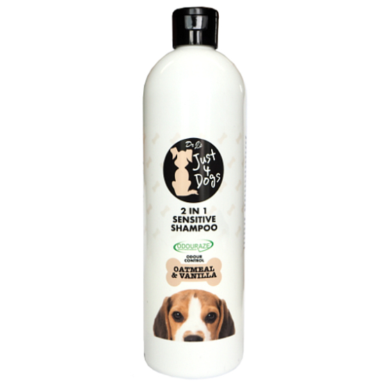 Just 4 Dogs Sensitive Oatmeal & Vanilla 2v1 šampon a kondicionér pro psy 500 ml