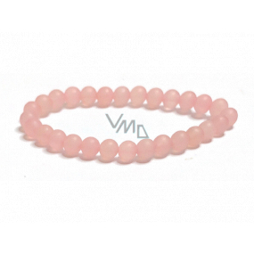 Różowy matowy ramek elastyczny naturalny kamień, kulka 6 mm / 16 - 17 cm, kamień miłości Różowy matowy ramek elastyczny naturalny kamień, kulka 6 mm / 16 - 17 cm, kamień miłości