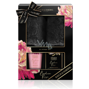Baylis & Harding Tajemniczy różowy krem do stóp 140 ml + sól do kąpieli stóp 100 g + kapcie, zestaw kosmetyczny dla kobiet