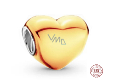 Charm Srebrne 925 Metaliczne Żółte Serce, koralik na bransoletkę, miłość