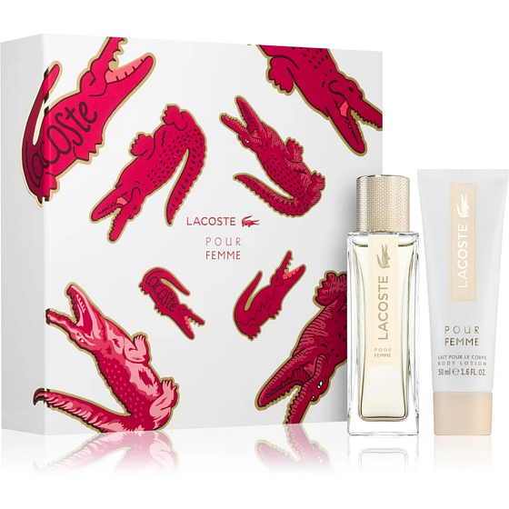 Lacoste pour Femme parfémovaná voda 50 ml + tělové mléko 50 ml, dárková sada pro ženy