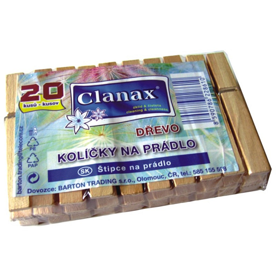 Clanax Klamry do prádla drewniane 20 sztuk