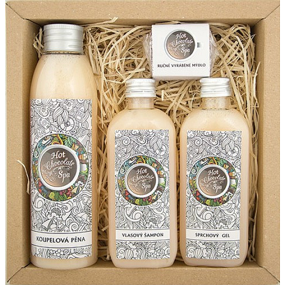 Bohemia Gifts Hot Chocolate Spa koupelová pěna 200 ml + sprchový gel 100 ml + šampon na vlasy 100 ml + ručně vyráběné mýdlo 30 g, kosmetická sada
