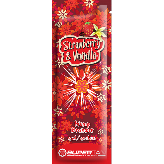 SuperTan Super Sensations Lesní jahody a Vanilka Bronzer s výtažky indického konopí urychlovač opálení do solária 5ml