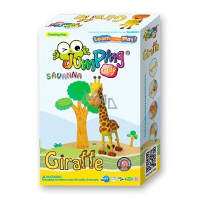 Jumping Clay Savana - Žirafa samoschnoucí modelovací hmota 56 g + papírová maketa + plastové tvořítko 5+