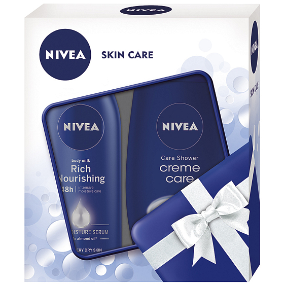 Nivea Body Milk výživné tělové mléko pro velmi suchou pokožku 200 ml + Creme krémový sprchový gel 250 ml, kosmetická sada