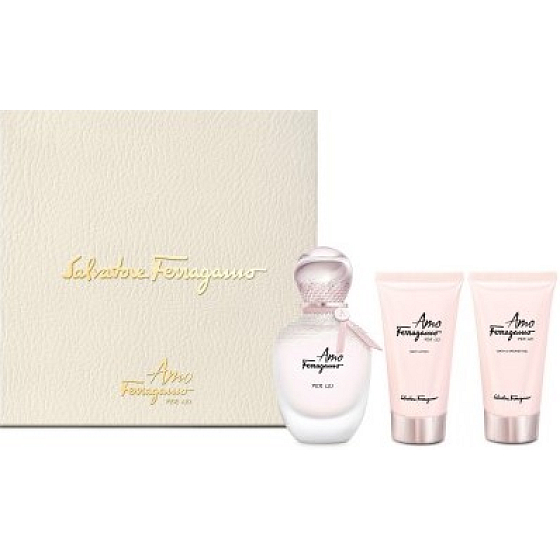 Salvatore Ferragamo Amo Ferragamo Per Lei parfémovaná voda pro ženy 50 ml + tělové mléko 50 ml + sprchový gel 50 ml, dárková sada