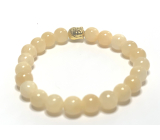Bransoletka z żółtego jadeitu, elastyczna, naturalny kamień, kuleczki 8 mm / 16 - 17 cm
