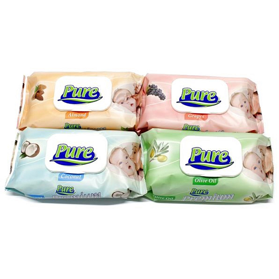 Pure Premium vlhčené ubrousky pro děti 64 kusů různé druhy