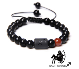 Onyx Strzelec znak zodiaku, bransoletka naturalny kamień, kuleczka 8mm / regulowany rozmiar, kamień żywy z legendą