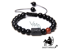 Onyx Strzelec znak zodiaku, bransoletka naturalny kamień, kuleczka 8mm / regulowany rozmiar, kamień żywy z legendą