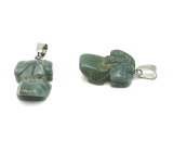 Chalcedon Żaba do szczęścia przywieszek naturalny kamień cca 20 x 15 mm, kamień miłości, radości