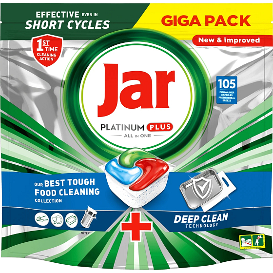 Jar Platinum Plus All in one Deep Clean kapsle do myčky nádobí 105 kusů