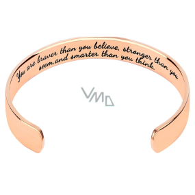 Bransoletka ze stali nierdzewnej pozłacana z grawerem Jesteś odważniejszy..., otwarta bransoletka, 2,5 mm Bransoletka ze stali nierdzewnej pozłacana z grawerem Jesteś odważniejszy..., otwarta bransoletka, 2,5 mm