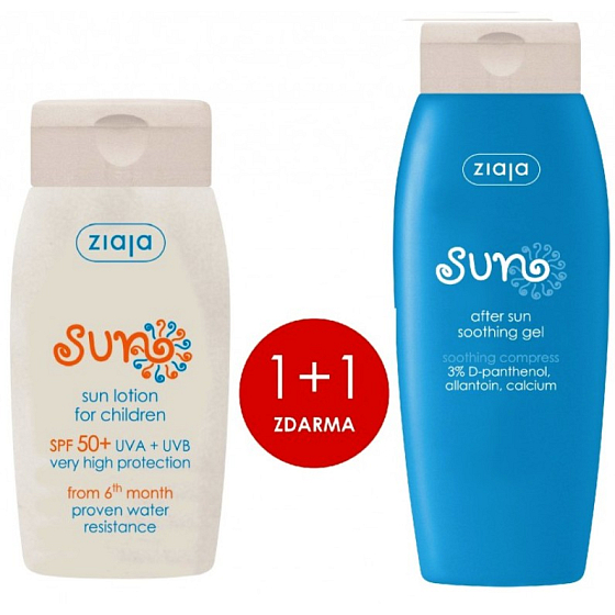 Ziaja Sun Sopot SPF 50+ voděodolné mléko na opalování 125 ml + Sun zklidňující gel po opalování 200 ml, duopack