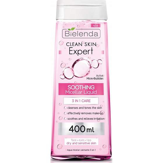 Bielenda Clean Skin Expert 3v1 zklidňující micelární voda 400 ml