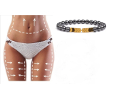 Magnetovec zeštíhlující náramek zlatá barva elastický přírodní kámen, kulička 8 mm / 21 cm