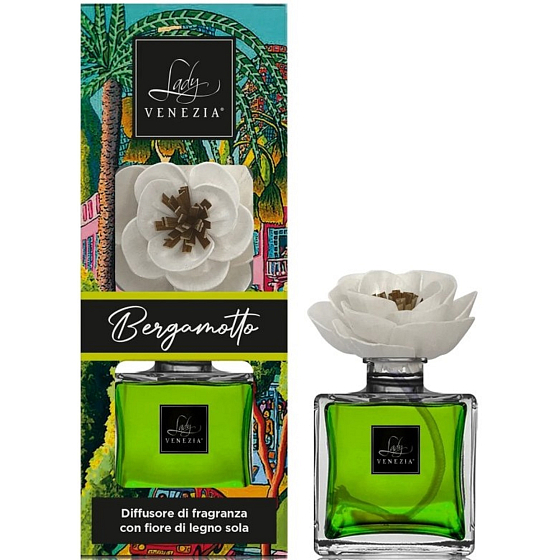 Lady Venezia Naif Bergamotto - Dyfuzor aromatu bergamotki z kwiatem do stopniowego uwalniania zapachu 100 ml