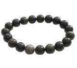 Obsidian zlatý náramek elastický přírodní kámen, 10 mm / 16 - 17 cm, kámen záchrany