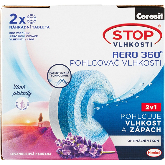 Ceresit Stop Wilgoci Aero 360° Tabletki zapasowe – Lawenda 2 × 450 g (900 g)