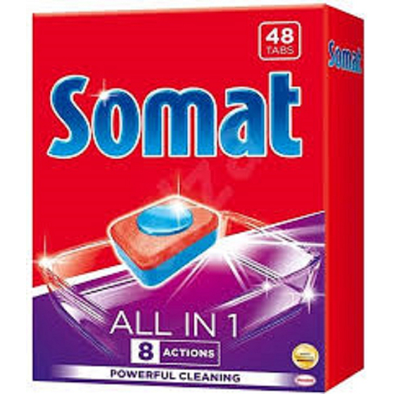 Somat All In 1 8 Actions tabletki do zmywarki z siłą kwasu cytrynowego dla czystych i lśniących naczyń 48 sztuk