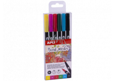 Apli Brush Marker szczotkowy marker z dwoma końcówkami 6 szt., zestaw