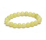 Bransoletka z jadeitu żółtego elastyczna naturalny kamień, kuleczka 8 mm / 16 - 17 cm
