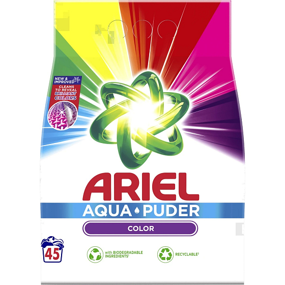 Ariel Aquapuder Color univerzální prací prášek na barevné prádlo 45 dávek 2,925 kg