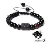 Onyx Będący znakiem zodiaku, naturalny kamień, kulka 8mm / regulowana wielkość, kamień życiowych sił