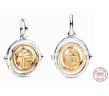 Charm Srebrna 925 Fú symbol obrotowy, zawieszka na bransoletkę