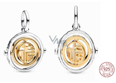 Charm Srebrna 925 Fú symbol obrotowy, zawieszka na bransoletkę