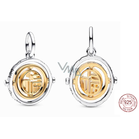 Charm Srebrna 925 Fú symbol obrotowy, zawieszka na bransoletkę