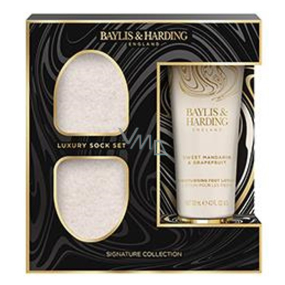 Baylis & Harding Mandarinka a Grapefruit krém na chodidla 125 ml + měkké ponožky 1 pár, kosmetická sada pro ženy