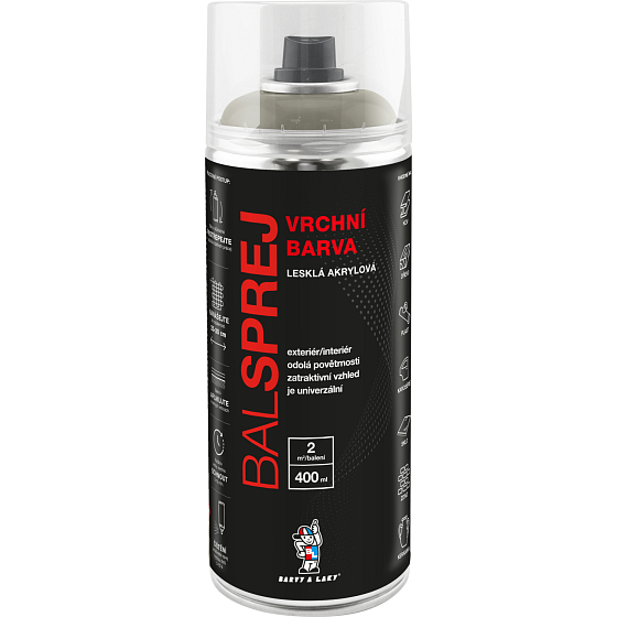 BALSPREJ vrchní univerzální akrylová barva ve spreji, RAL 7032 tmavě šedá, 400 ml
