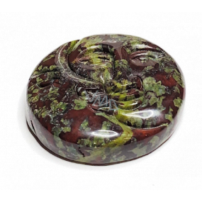 Epidot, twarz słońca i księżyca ręcznie wyryty naturalny kamień 5 cm, kamień do leczenia serca