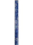 Nekupto Dárkový balicí papír vánoční 70 x 200 cm Modrý bílé, modré, stříbrné vločky