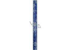 Nekupto Dárkový balicí papír vánoční 70 x 200 cm Modrý bílé, modré, stříbrné vločky