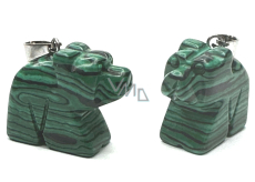 Malachit Medvěd přívěsek, ručně broušená figurka 1,8 x 2,5 x 8 mm, kámen splněných přání