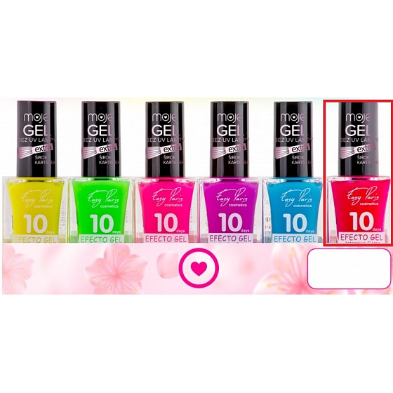 Moje Easy Paris 10Days Efecto Gel fluorescenční gelový lak na nehty 006 Tmavě růžový 15 ml