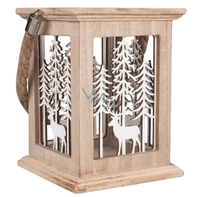 Dekoracja drewniana z zimowym krajobrazem na postawienie 13 x 13 x 17,5 cm