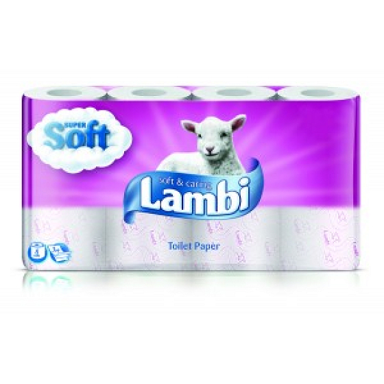 Lambi Soft & Caring toaletní papír s růžovým potiskem 3 vrstvý 150 útržků 8 rolí