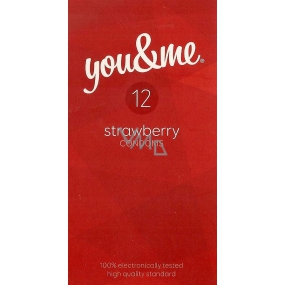 You & Me Strawberry průhledný lubrikovaný kondom s vůní jahod 12 kusů